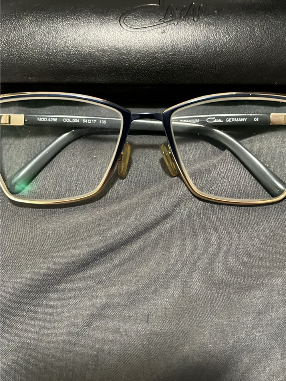 Cazal Navy and Gold Rectangular Optical Frames